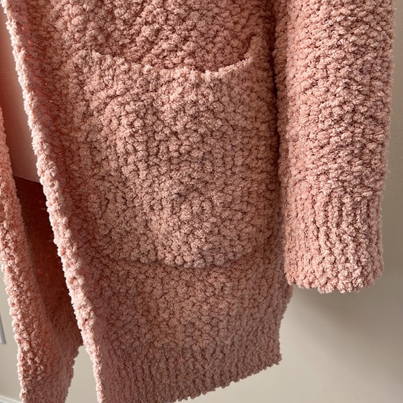 Merokeety Popcorn Textured Long 2 Pocket Sweater Cardigan - Blush Pink - Size S - Picture 4 of 8